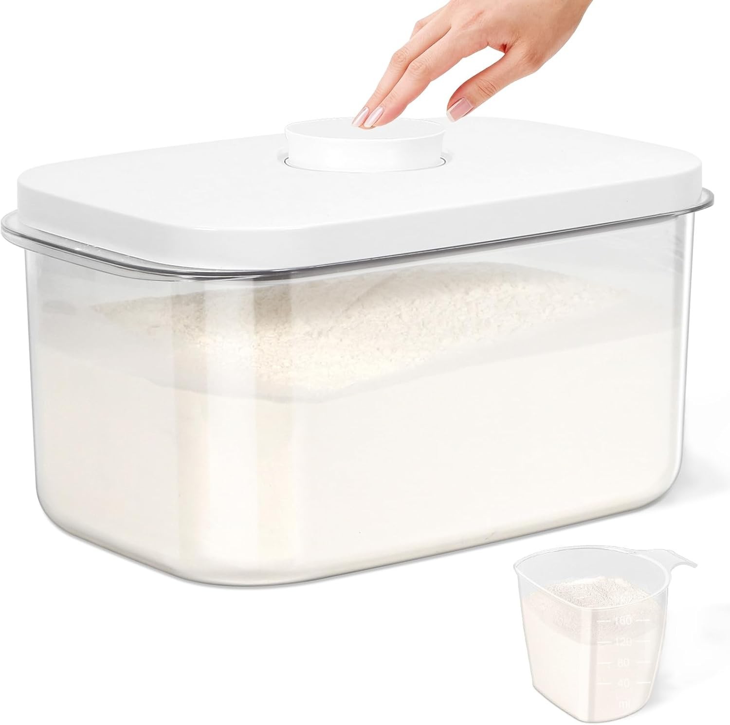 Airtight Flour Container 6.34 QT Clear PET Plastic Food Storage Container Bin US