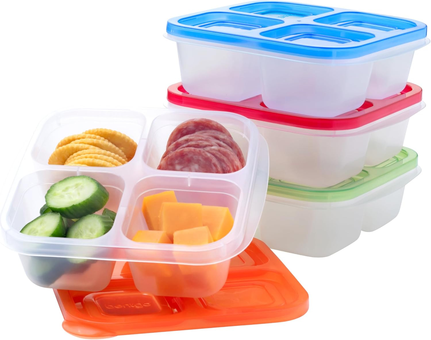 Easyboxes 4-Compartment Snack Containers (Classic (4-Pack))