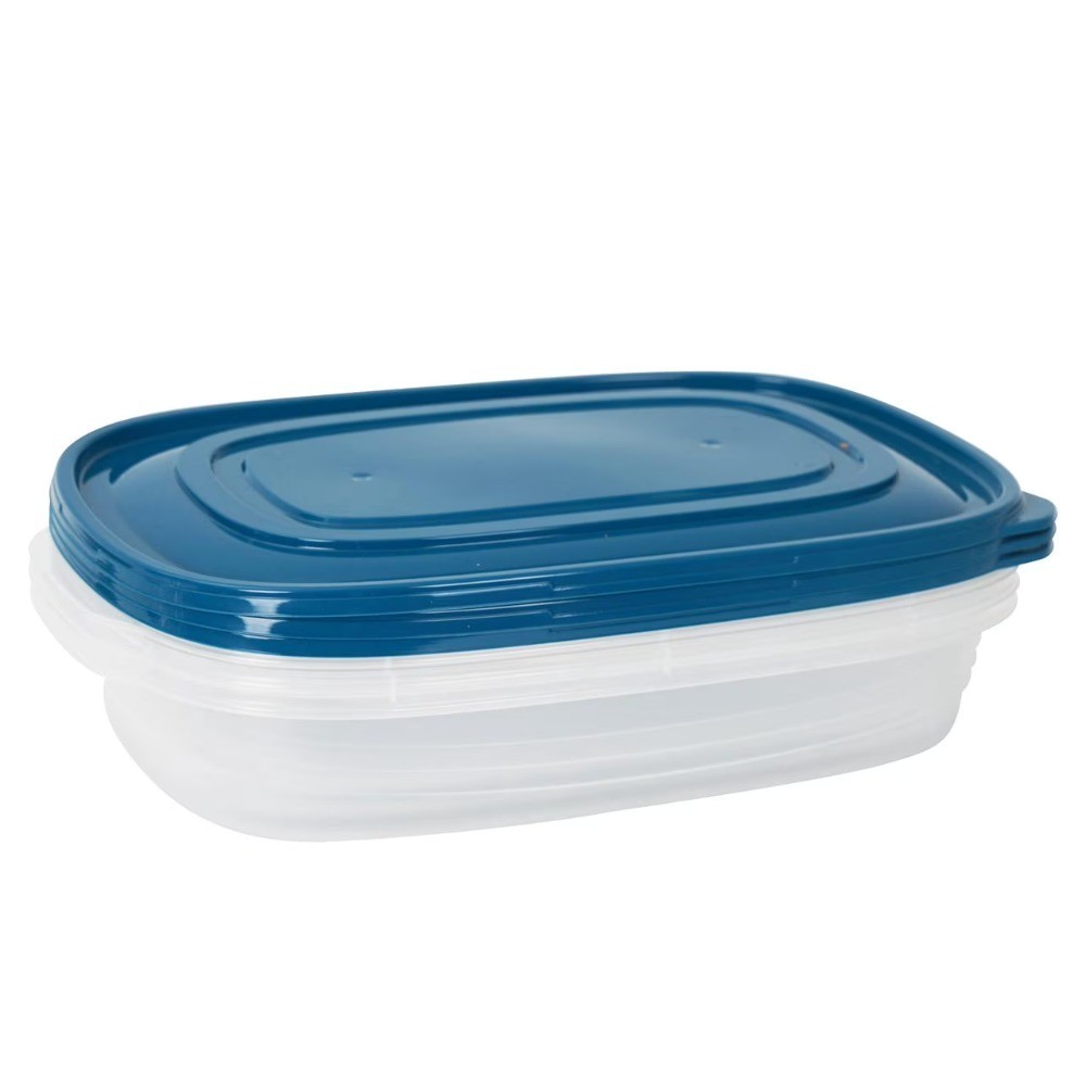 Semi Durable Rectanglar 1 Gallon Plastic Food Storage Container 3 Pack,