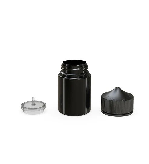 CHUBBY GORILLA 60ML STUBBY PET BOTTLES (5pack) OPAQUE BLACK BOTTLE/BLACK LID