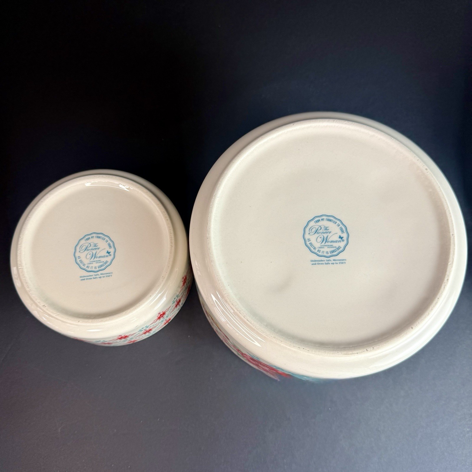 2 Pioneer Woman Stonebare 7/5” Dia Food Storage Container w/Lid BRILLIANT BLOOMS