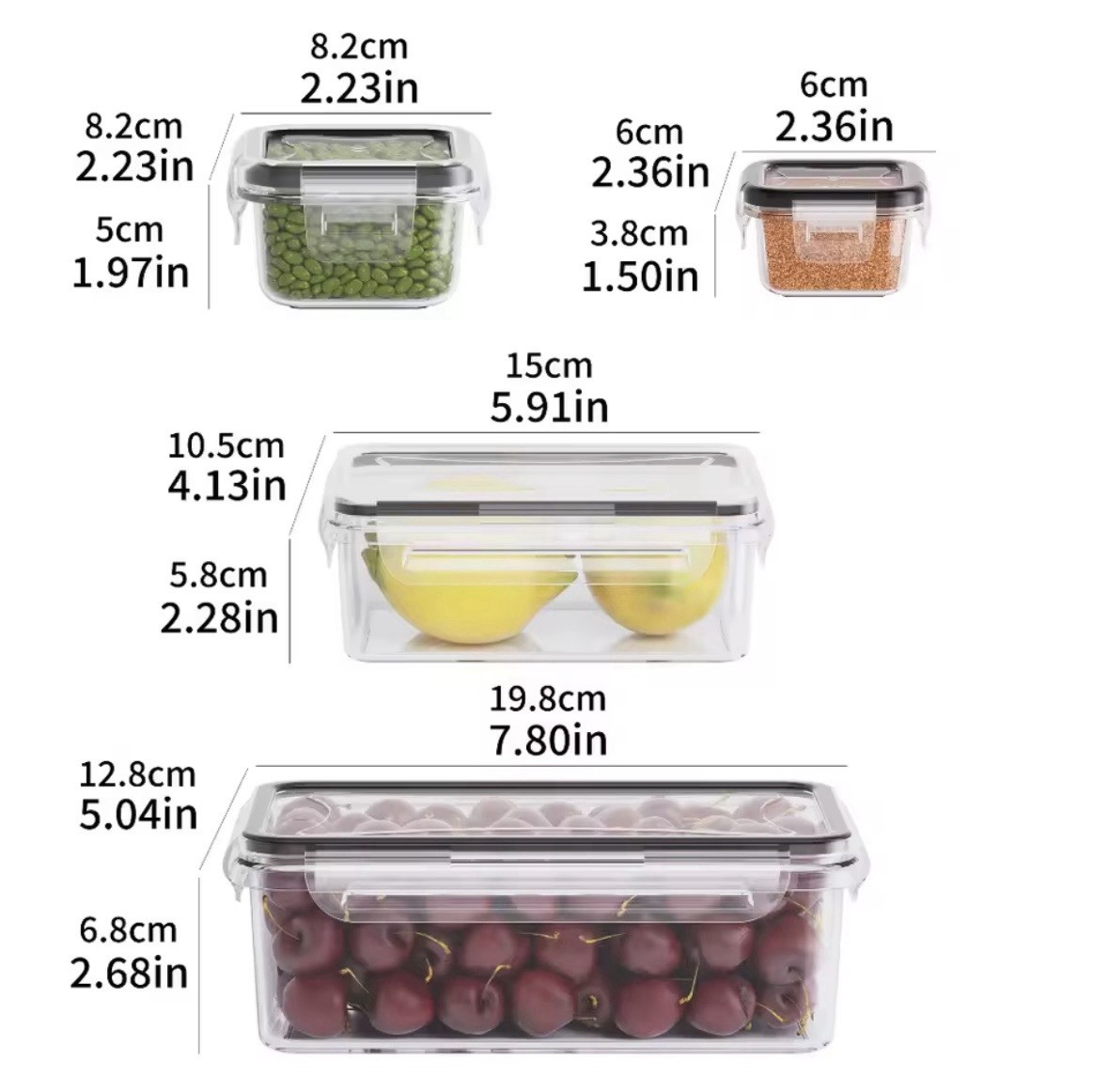 Clear Plastic Airtight Snap Lid Food Storage Container Set 10pc 350ml