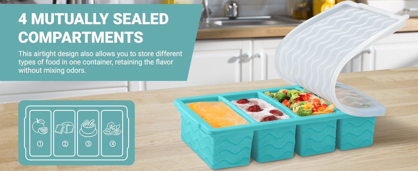 Silicone Freezer Molds for Soup with Lid – 1-Cup Soup Container Style Ice Cube