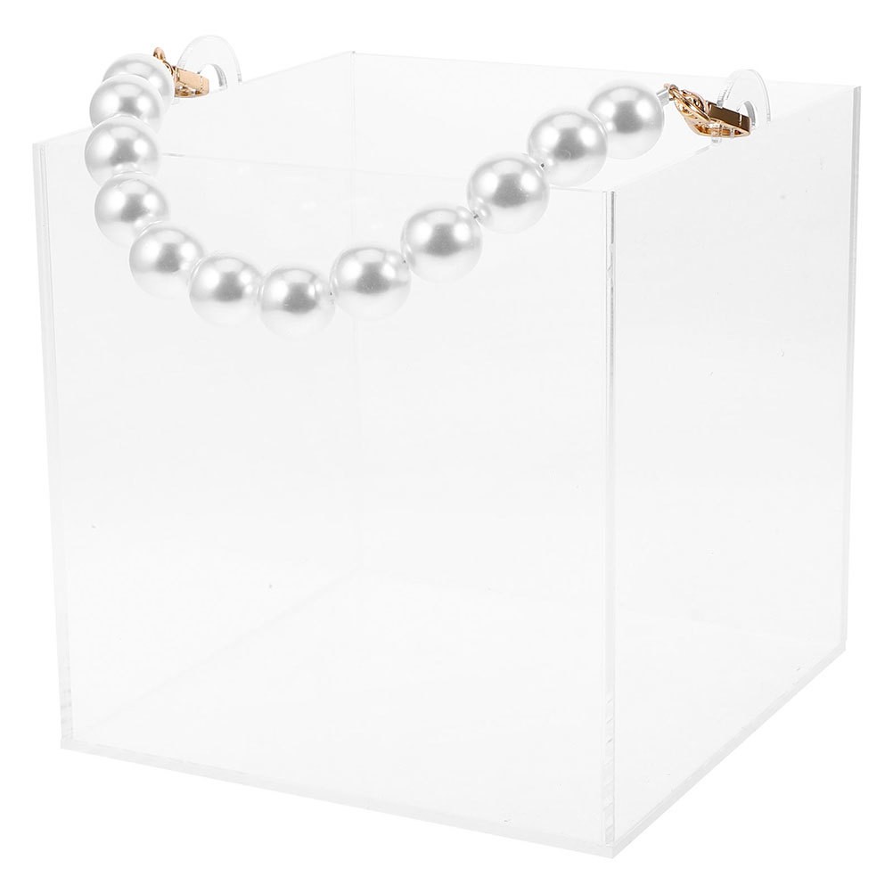 Set of 3 Transparent Acrylic Boxes with Pearl Handles Durable Wedding Gift Boxes