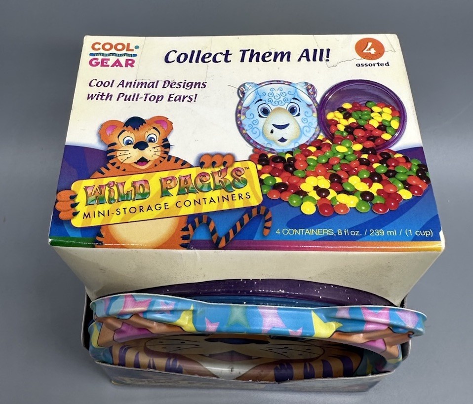 Vintage Cool Gear Wild Packs Mini Storage Containers Animal Faces Set of 4 NOS