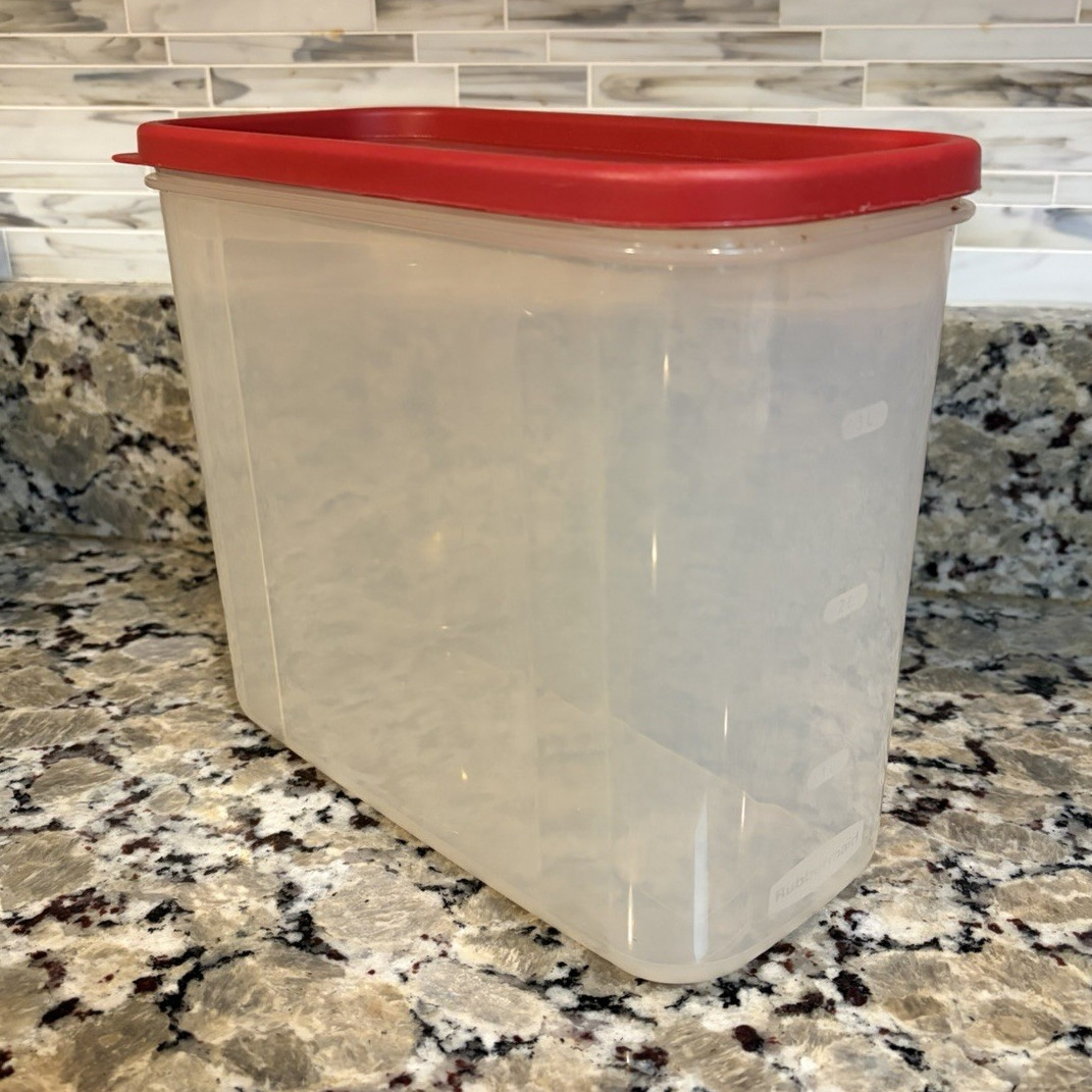 Rubbermaid 3.8L Clear Plastic Container Red Snap Lid BPA-Free USA