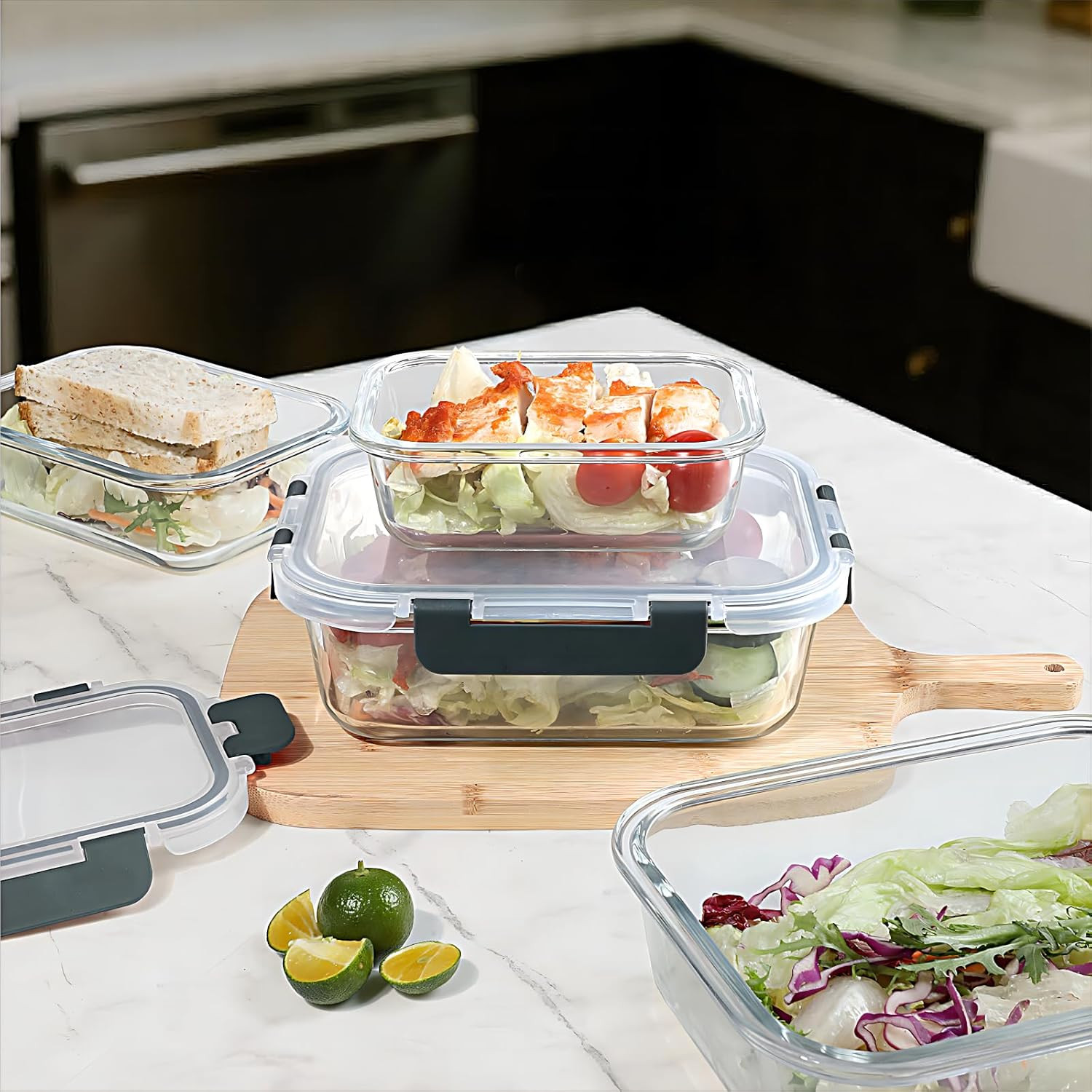 10 Pack Glass Meal Prep Containers, Glass Food Storage Containers with Lids, Air