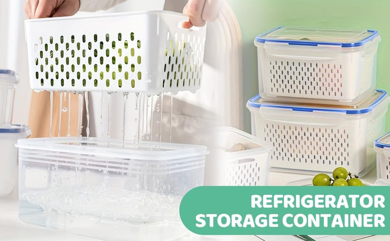 2 Pack Fruit Storage Containers for Fridge, Stackable Food Storage Containers…