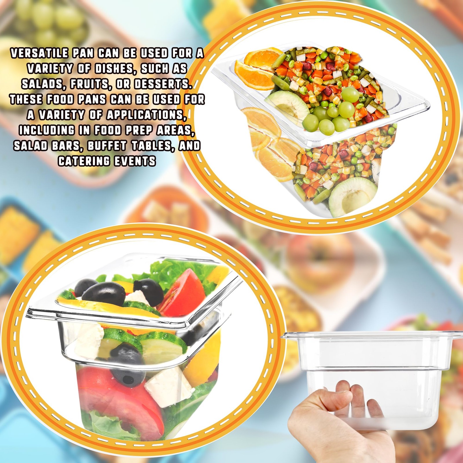 15 Pack Plastic Food Pan 1/9 Size 4 Inch Deep Clear Polycarbonate Storage Pan…