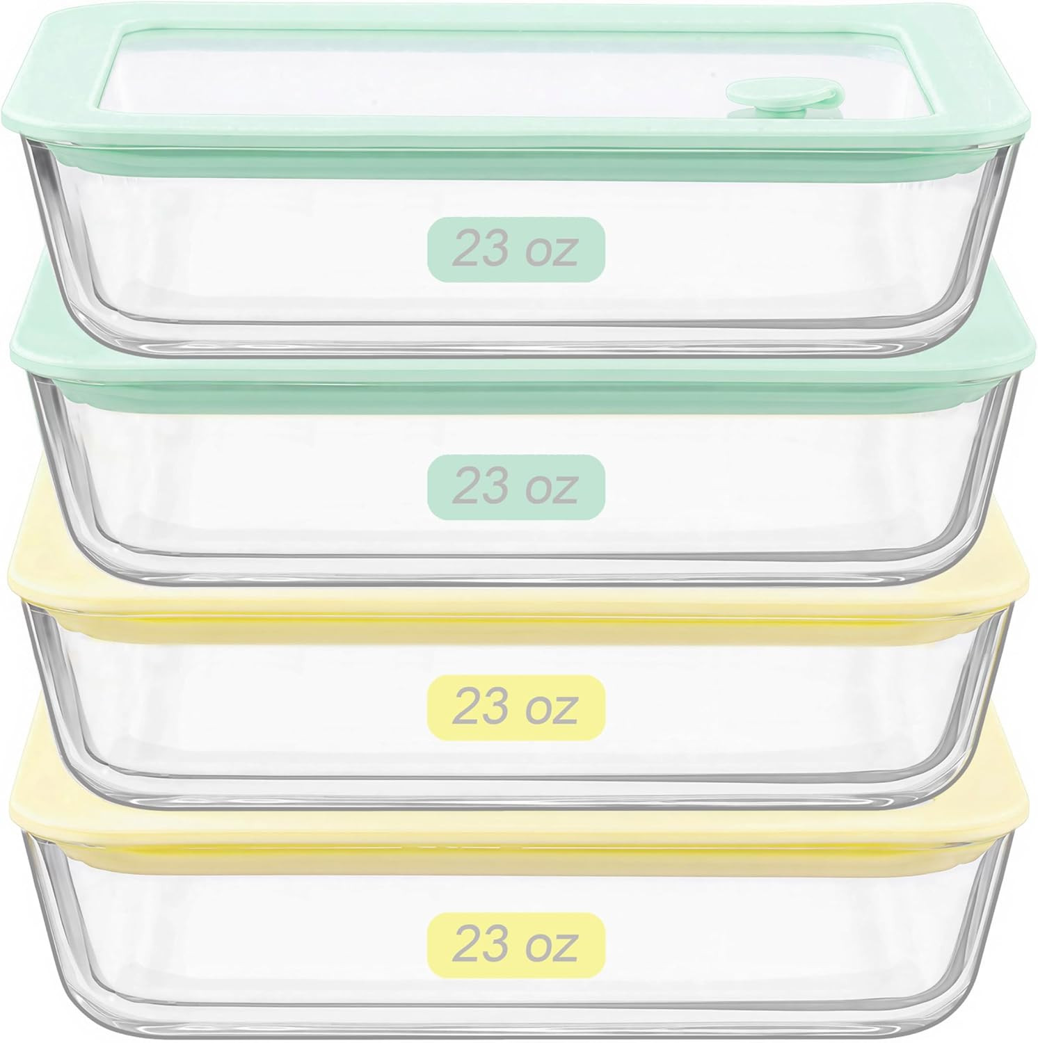 4 Pack Glass Food Storage Containers Airtight Leakproof Meal Prep w Glass Lids