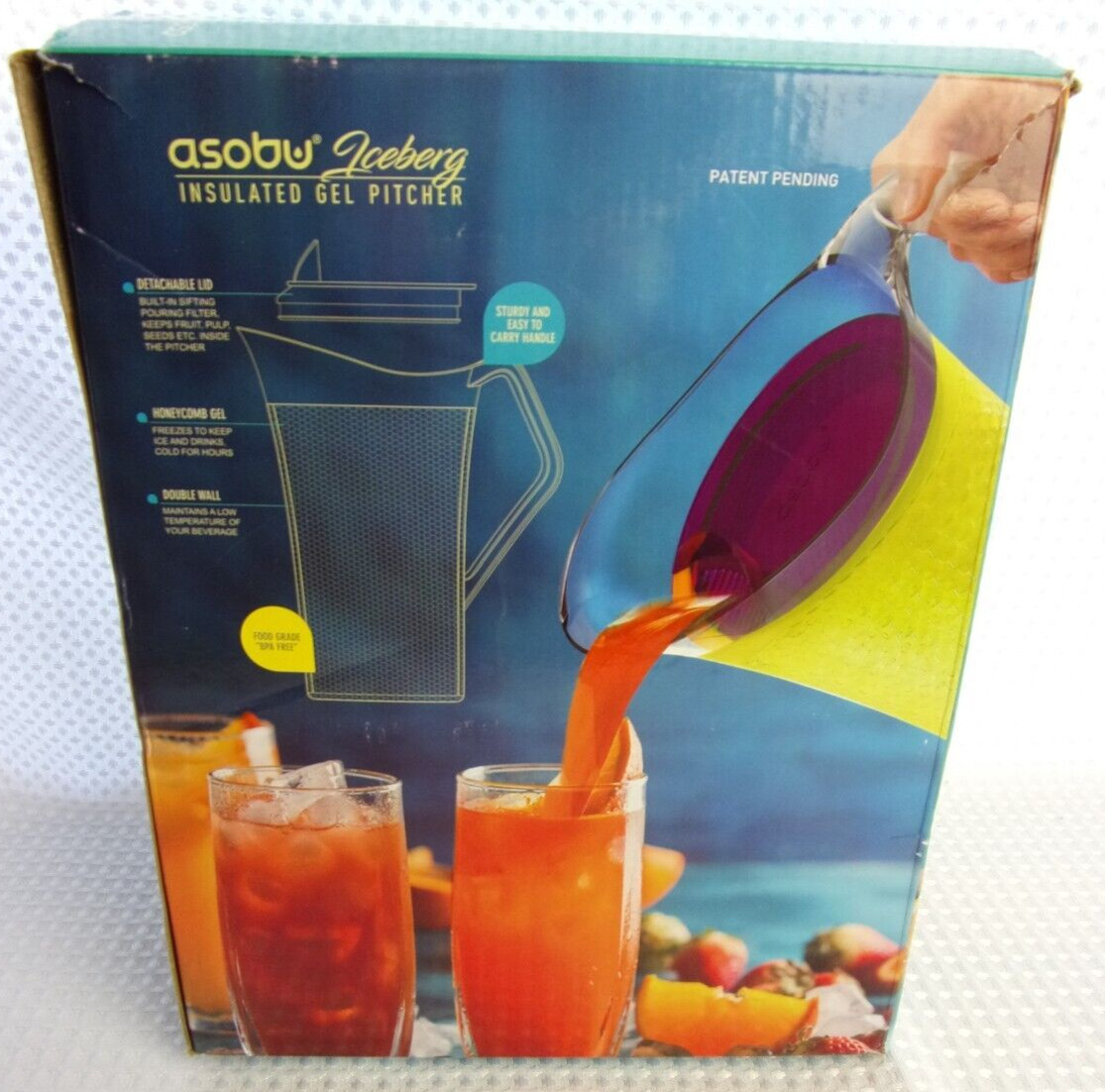 Asobu Iceberg Insulated Gel Freezing Pitcher – Purple – 50 Oz NO LID ***READ***
