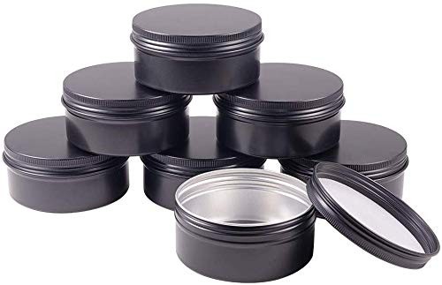 12 PCS 6 Oz Black Round Aluminum Tin Cans Screw Top Metal Cosmetic Container