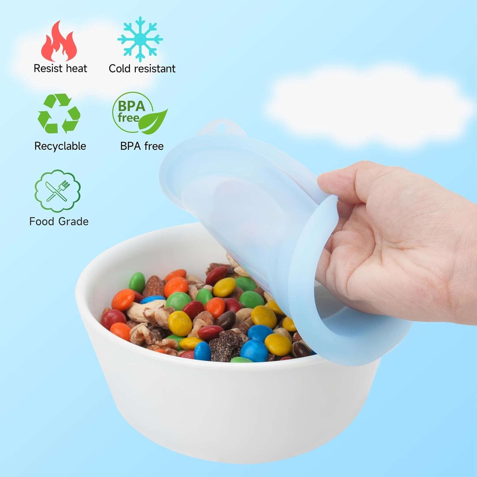 4 Pack Silicone Lids for Corelle Bowls – Microwave & Dishwasher Safe