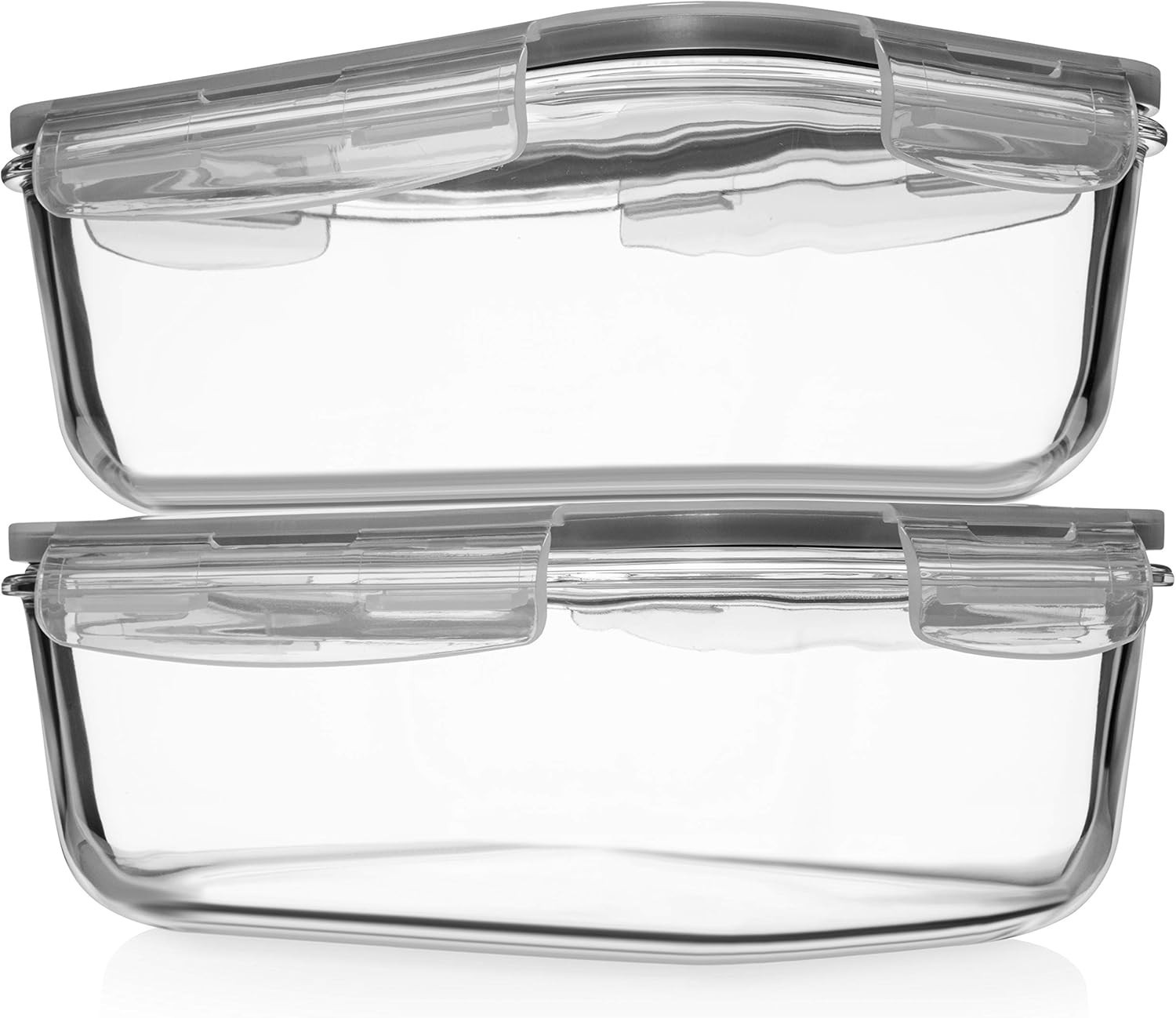Clear 8 Cup Glass Containers with Locking Lids – Ideal for Meal Prep & Baking