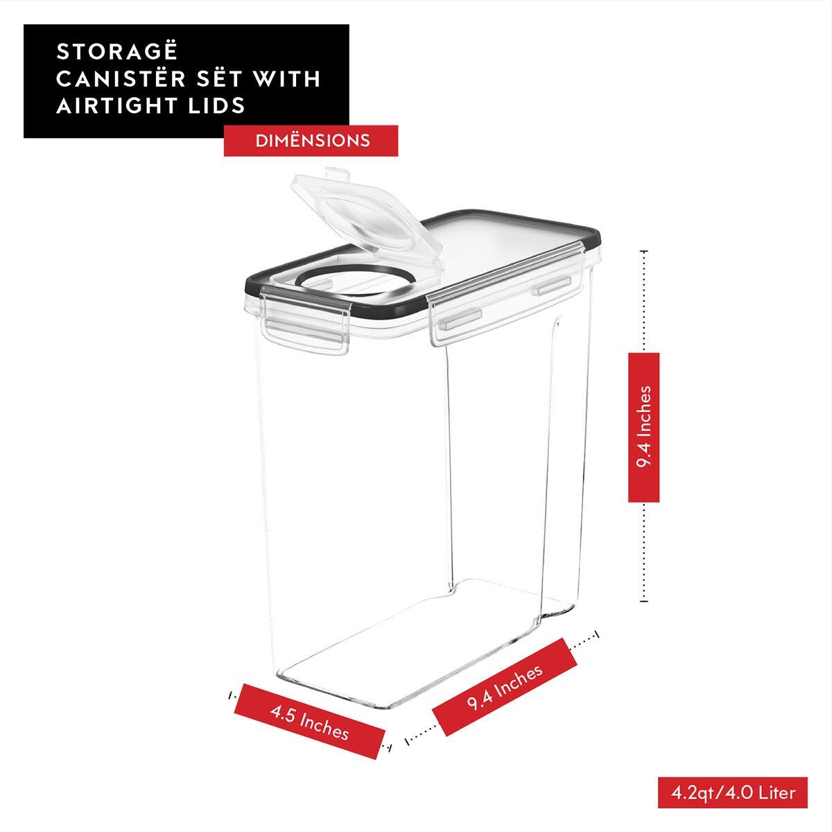 Cereal Containers Storage 4 Pack Cereal Dispenser Airtight Food Storage Containe