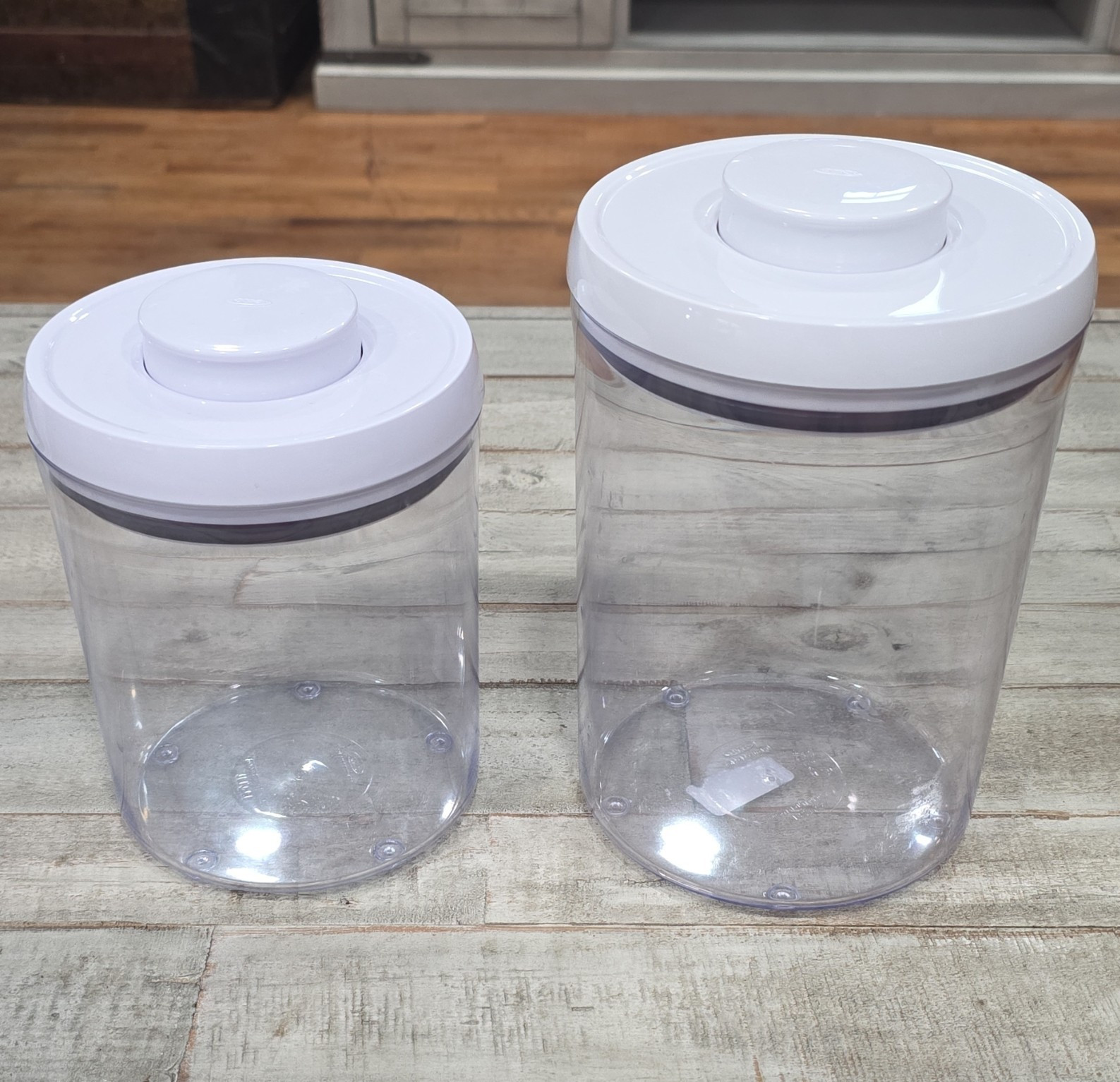 OXO POP 2-Piece Clear Round Plastic Storage Containers w/ White Snap Lids