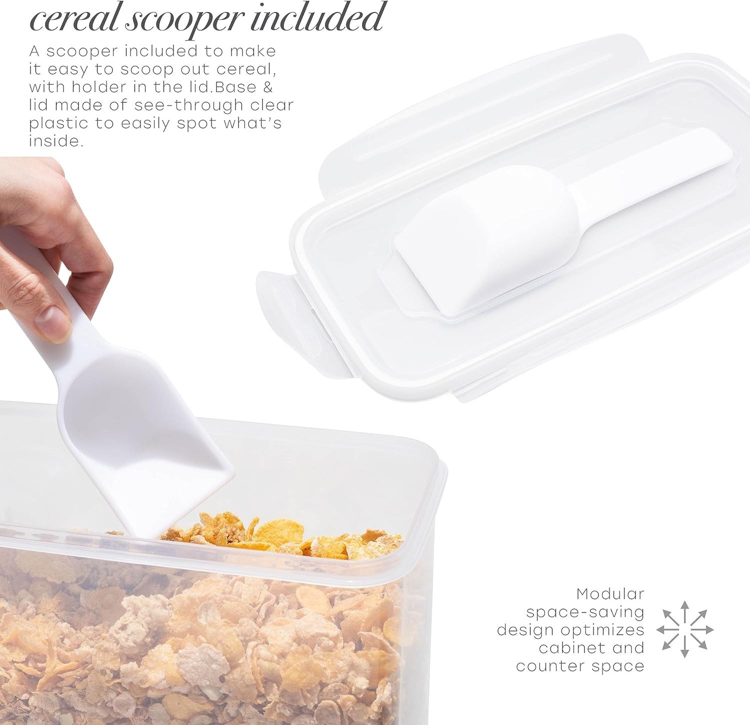 Space-Efficient 5.3L Clear Cereal Container with Scooper – Keeps Food Fresh