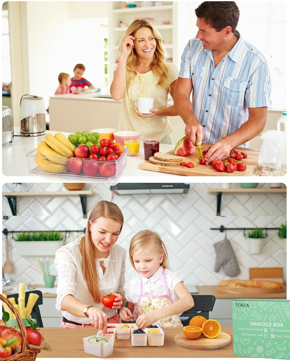 Snackle Box Container, Dishwasher Safety – Divided Serving Tray with Lid and
