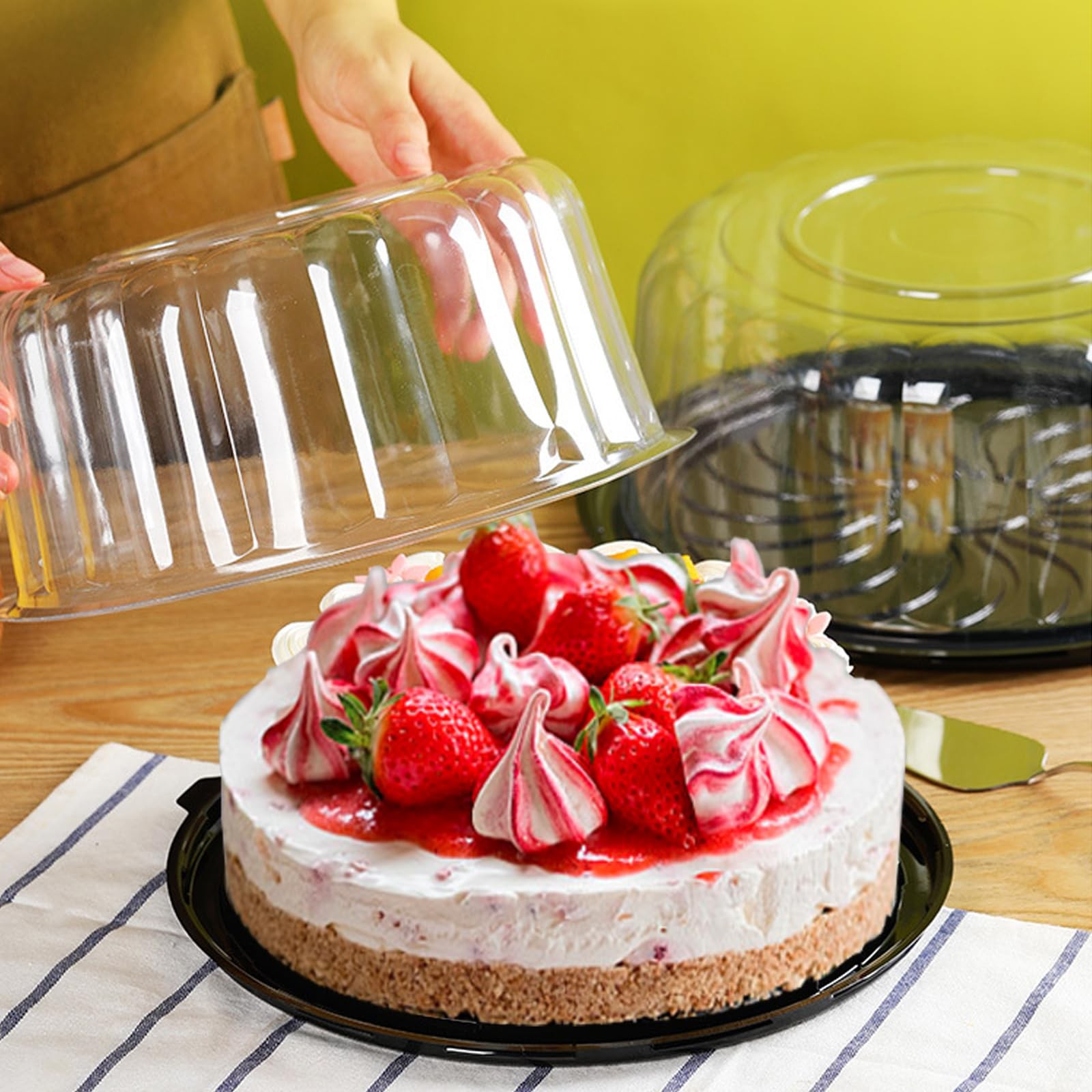 5Pcs 10Inch Disposable Plastic Cake Container with Dome Lids Clear Cupcake Ho…