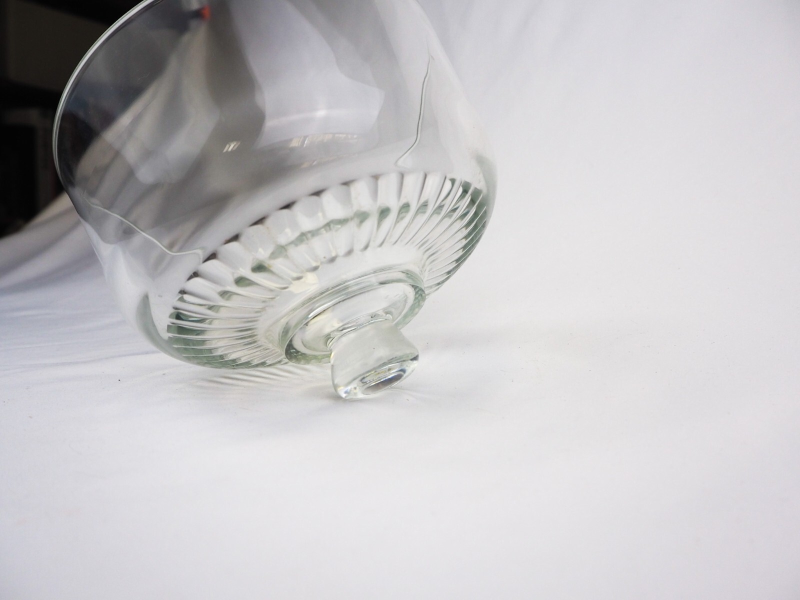Vintage Clear Pressed Glass Food Dome Cheese Cloche Ribbed Top Made in France