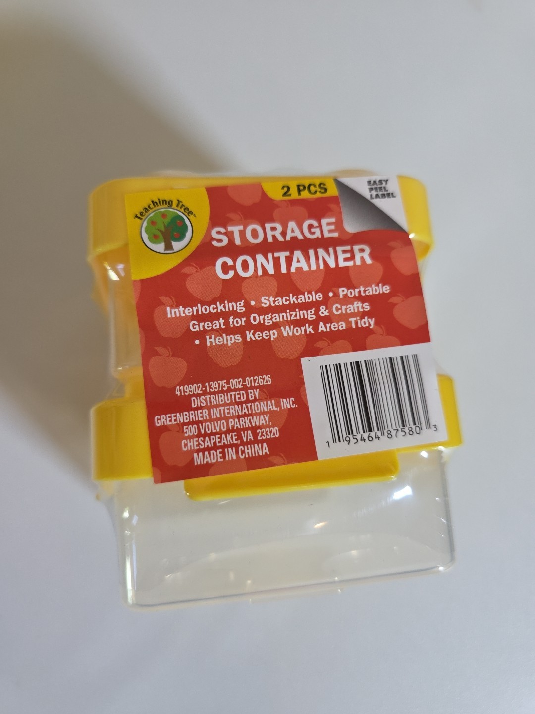 Yellow Clear Storage Containers Stackable Interlocking Portable Bricks Set Of 3