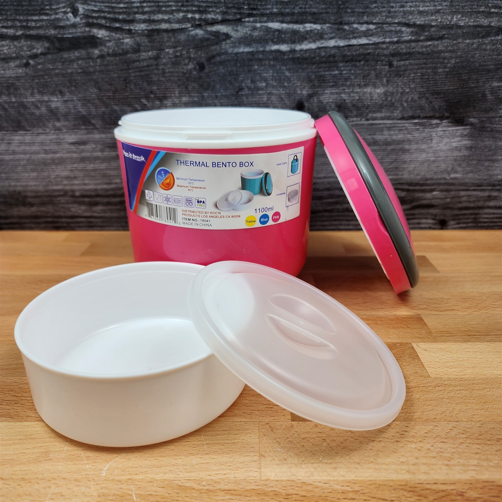Thermal Bento Box In Pink With Separate Inside Container Holds 37Oz 1100Ml