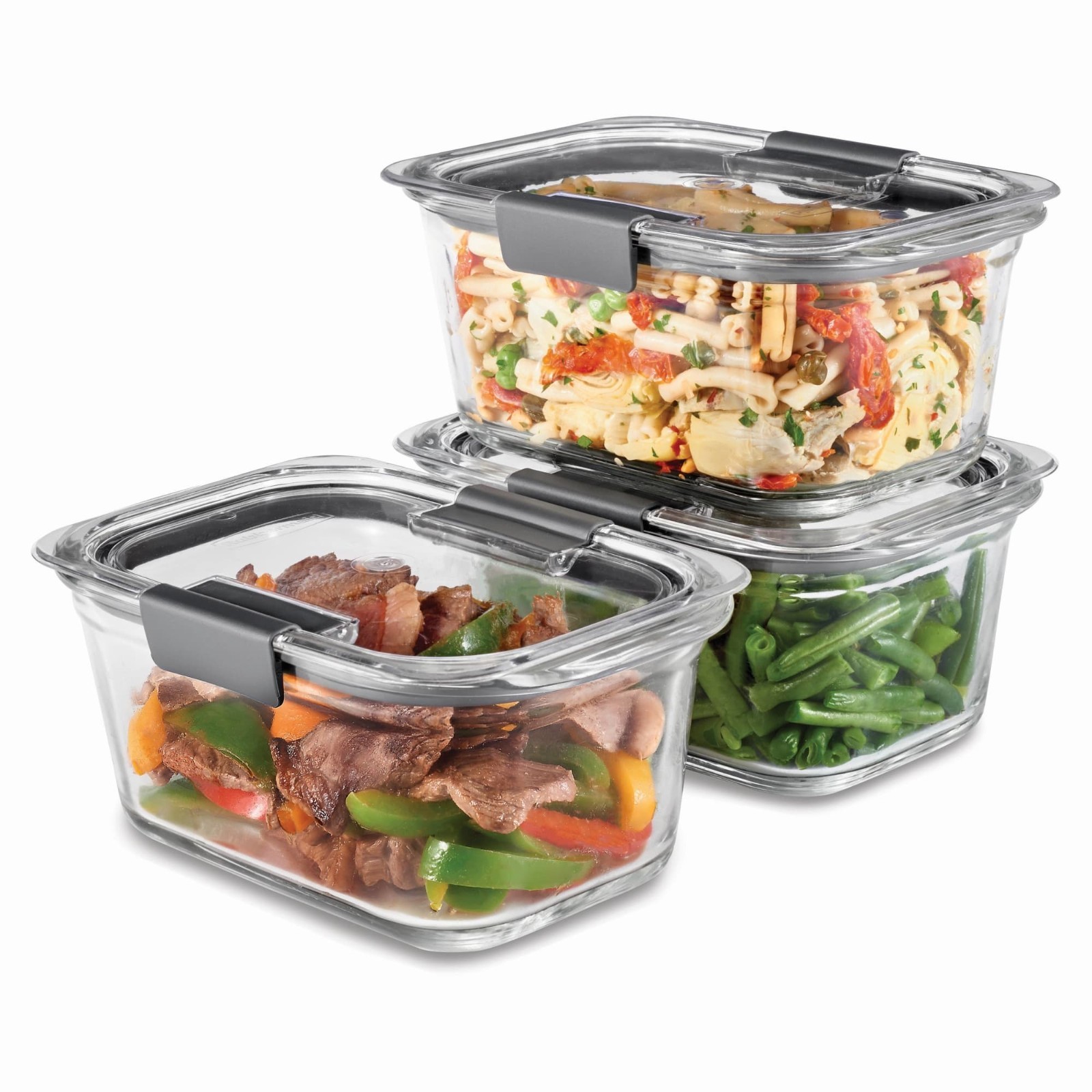 Rubbermaid Brilliance 3-Pack Glass Food Storage Containers, 4.7-Cup