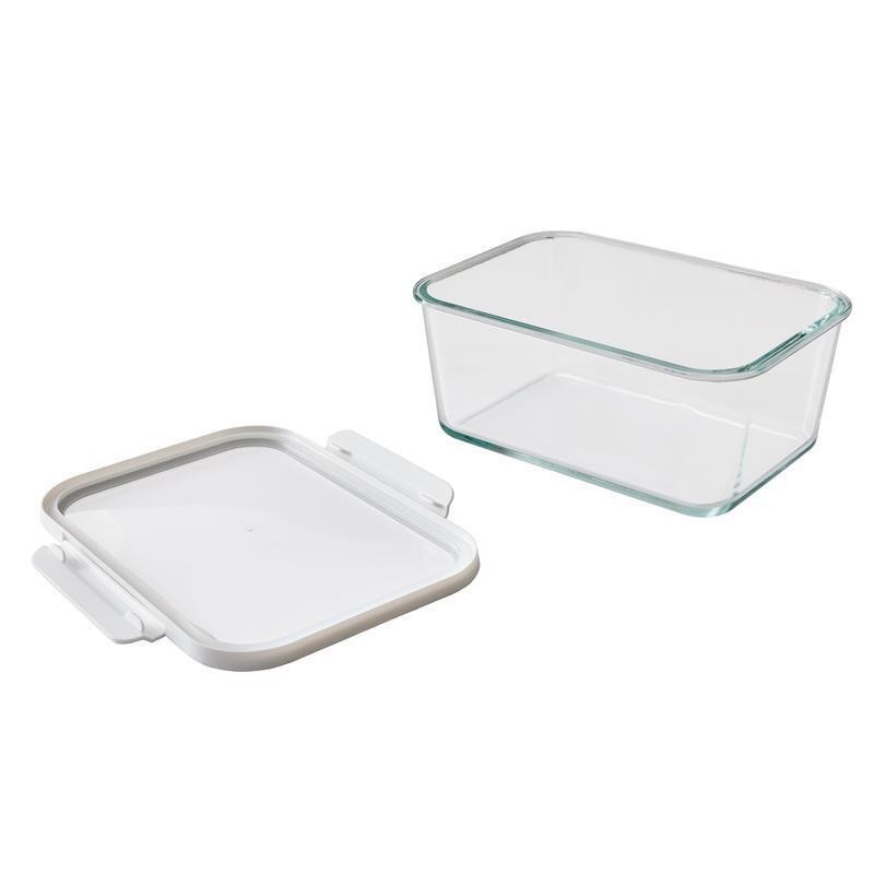 14 Cup Rectangle Glass Food Storage Container W/ Tritan Lid Stain Resistant New