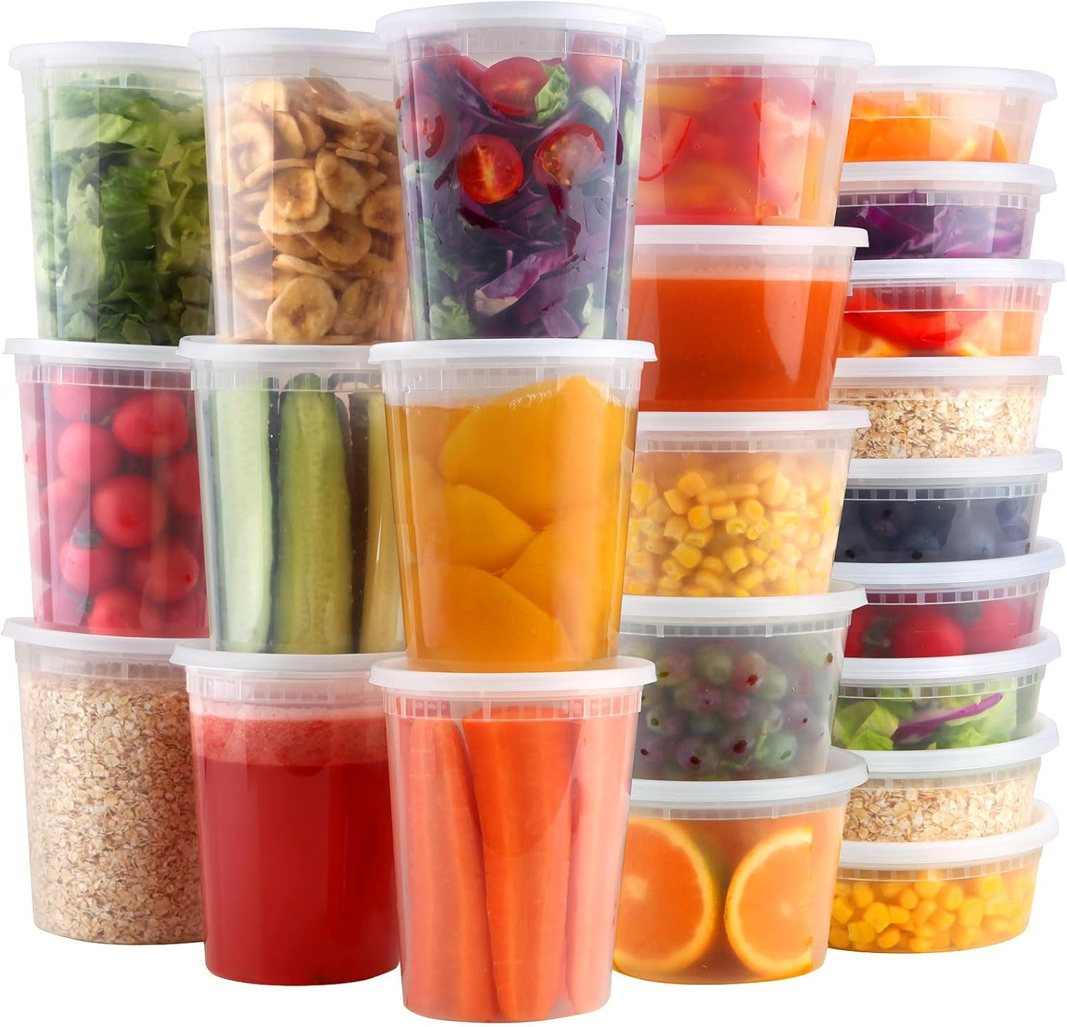 Deli Containers with Lids 48 Sets 【8,16,32Oz 16 Each】 BPA Free,Microwave Dish…