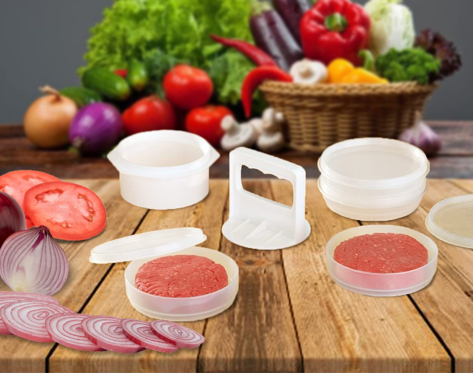 Hamburger Press Patty Maker Freezer Containers – All In One Convenient Packag…