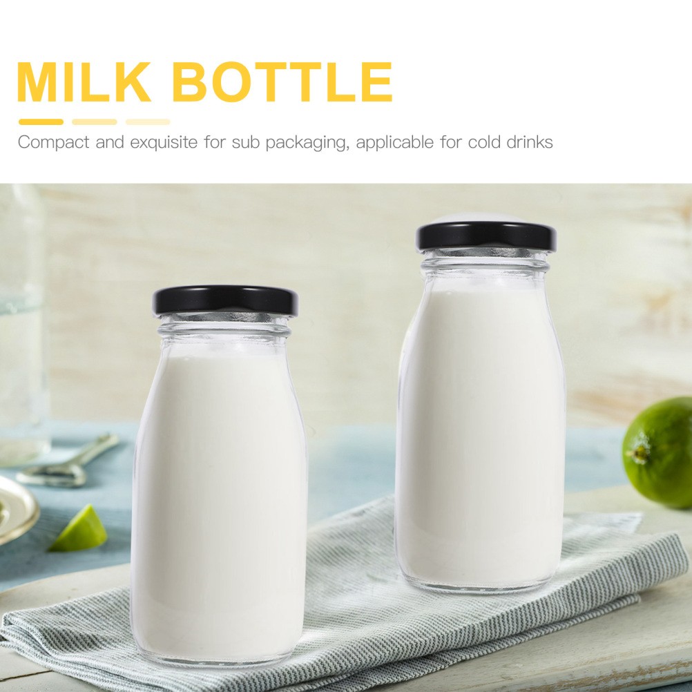 4 Pcs Juicer Bottles Glass Clear Milk Container Drinkable Yogurt