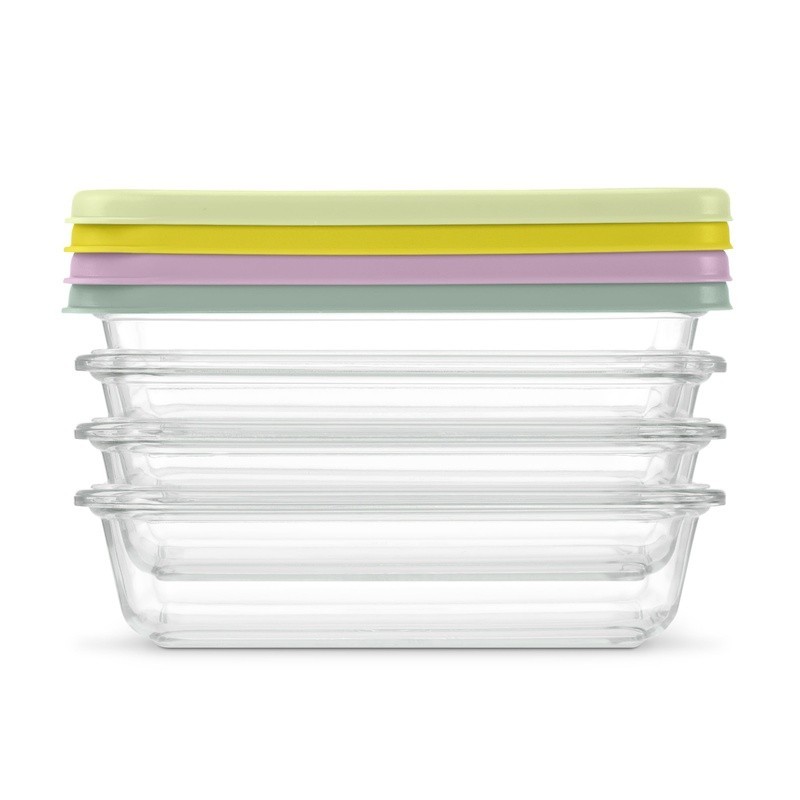 8 Piece Meal Prep Glass Containers Leak Resistant Lids Stackable Dishwasher Safe