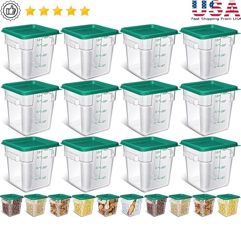 Sturdy Stackable Food Storage Containers W/ Lids Freezer Safe Kitchen Use