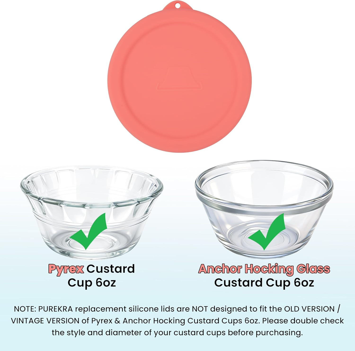 4 PCS Silicone Replacement Lids for Pyrex and Anchor Hocking Glass Custard Cups
