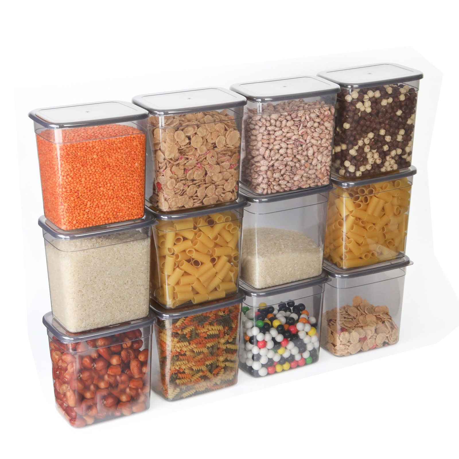 Storage Jars with Lid, Airtight, Set of 12 Storage Containers, BPA-, Storage …