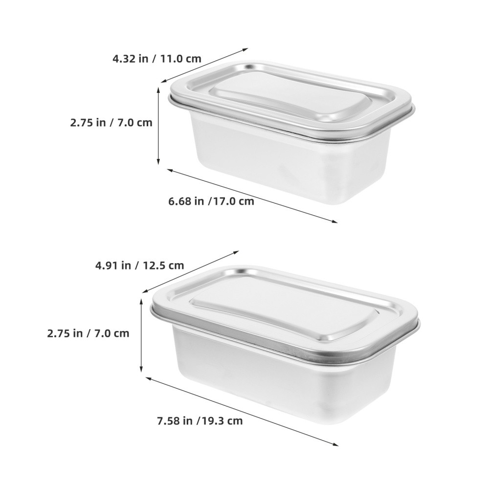 2 Pcs Stainless Steel Freezer Containers Fridge Storage Ice Cream