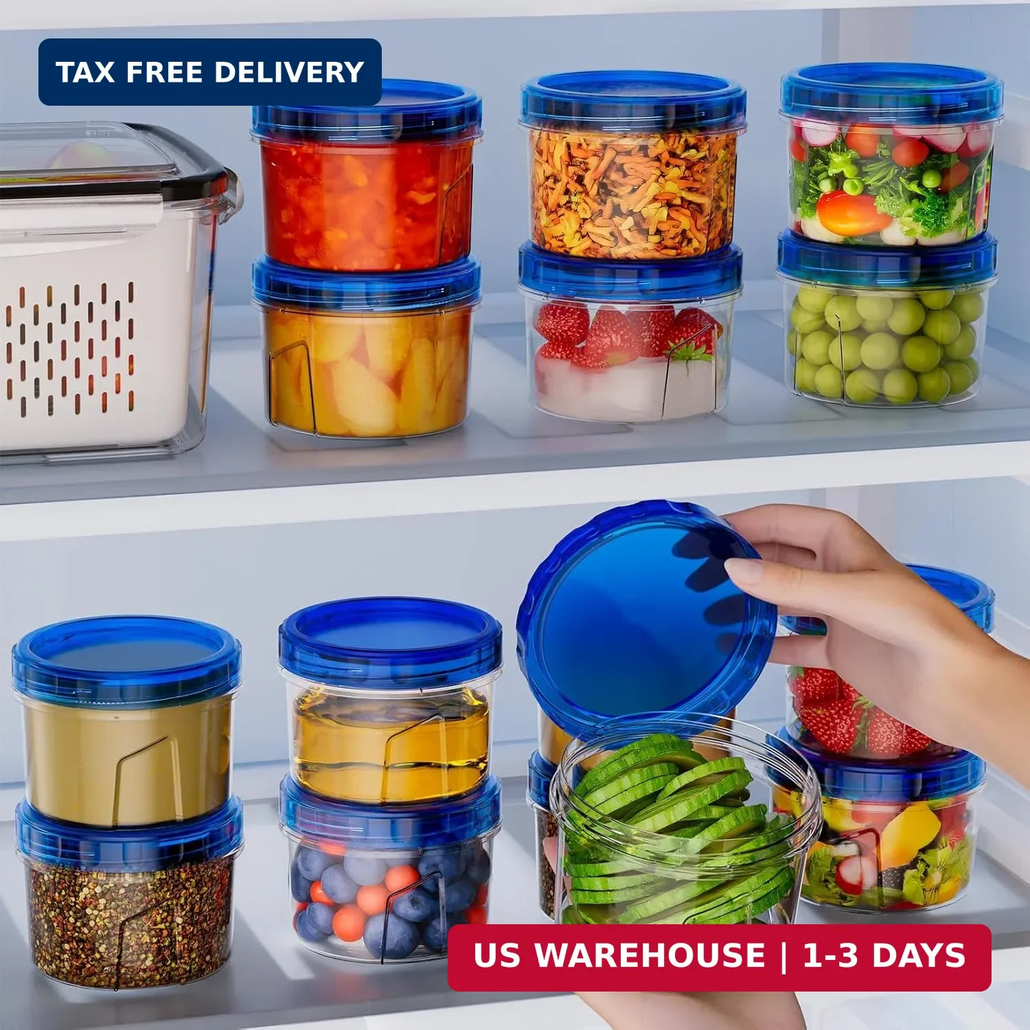 6 Pack-16 OZ Freezer Storage Containers, Small Plastic Containers with Twist Top