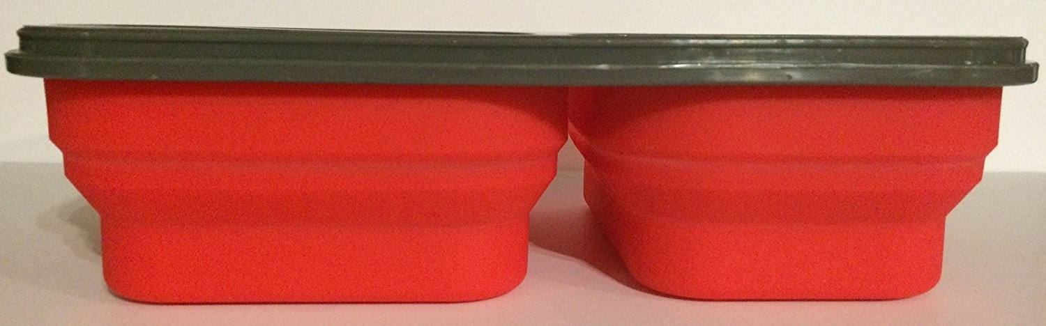 Eco One Durable and Reusable 3 Sections Bento Lunch Box Collapsible Magenta