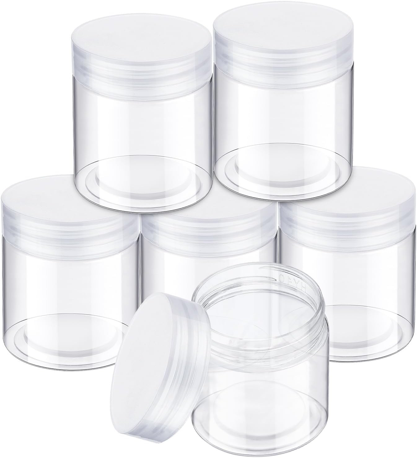 6 Pack 8 oz Plastic Jars Containers with Lids Wide-mouth Refillable Leakproof…