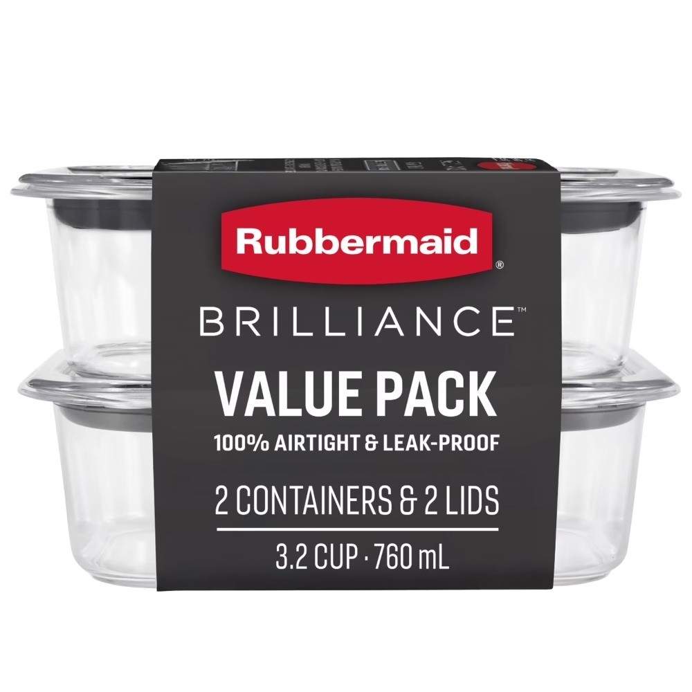 Stain Proof Food Storage Container Set of 2 Cups with Brilliance Lids