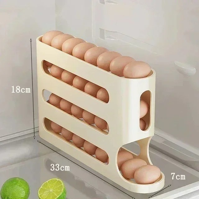 4-Tier Roll down Refrigerator Egg Dispenser Auto Rolling Egg Holder Storage Rack