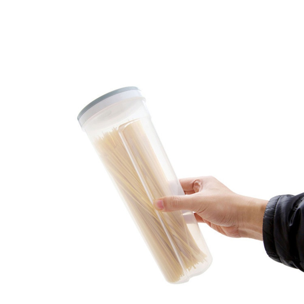 Rotating Lid Spaghetti Storage Box in Blue Keeps Cereals and Grains Fresh