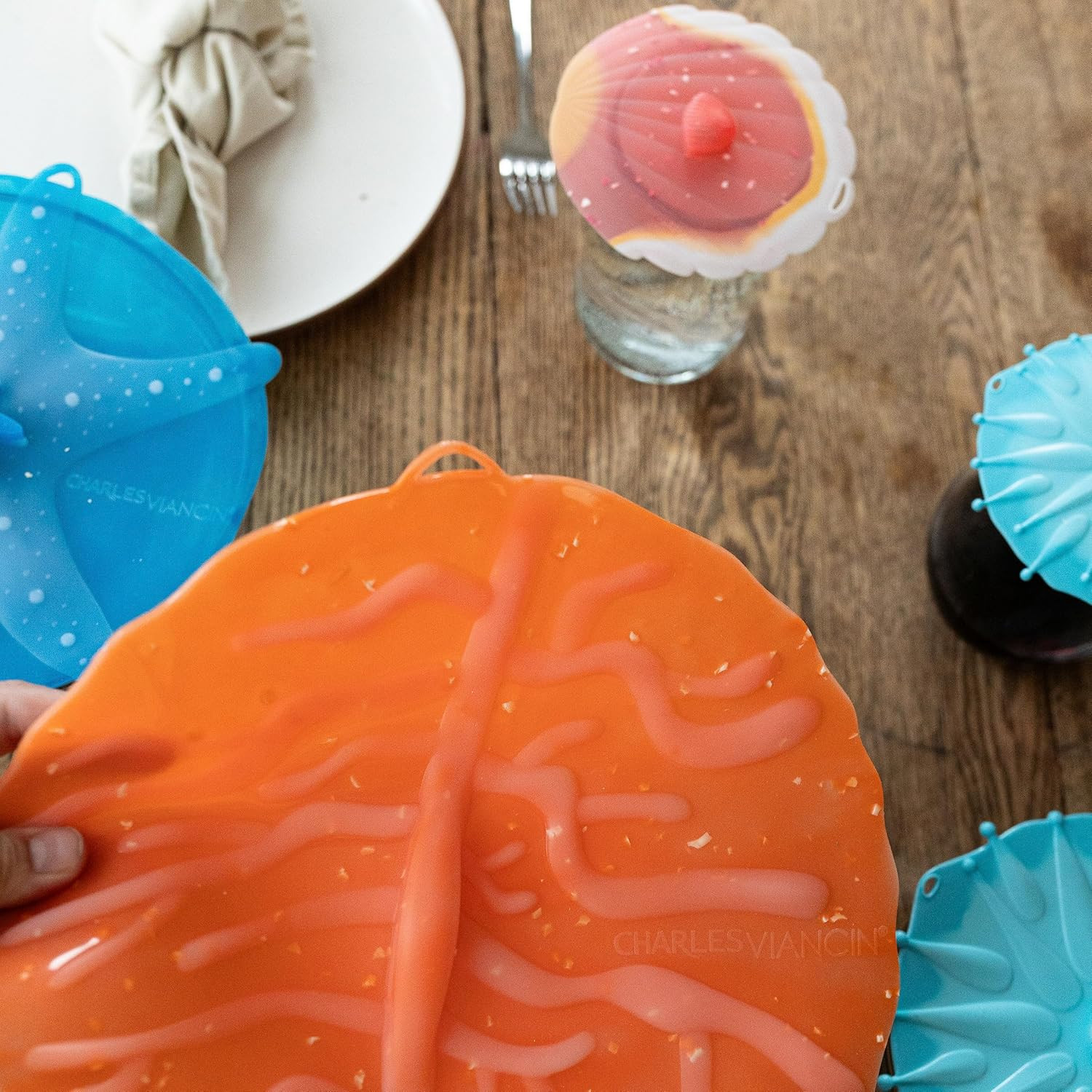– Coastal Silicone Lid for Food Storage – Coral 11 Inch Lid – Creates an Airtigh