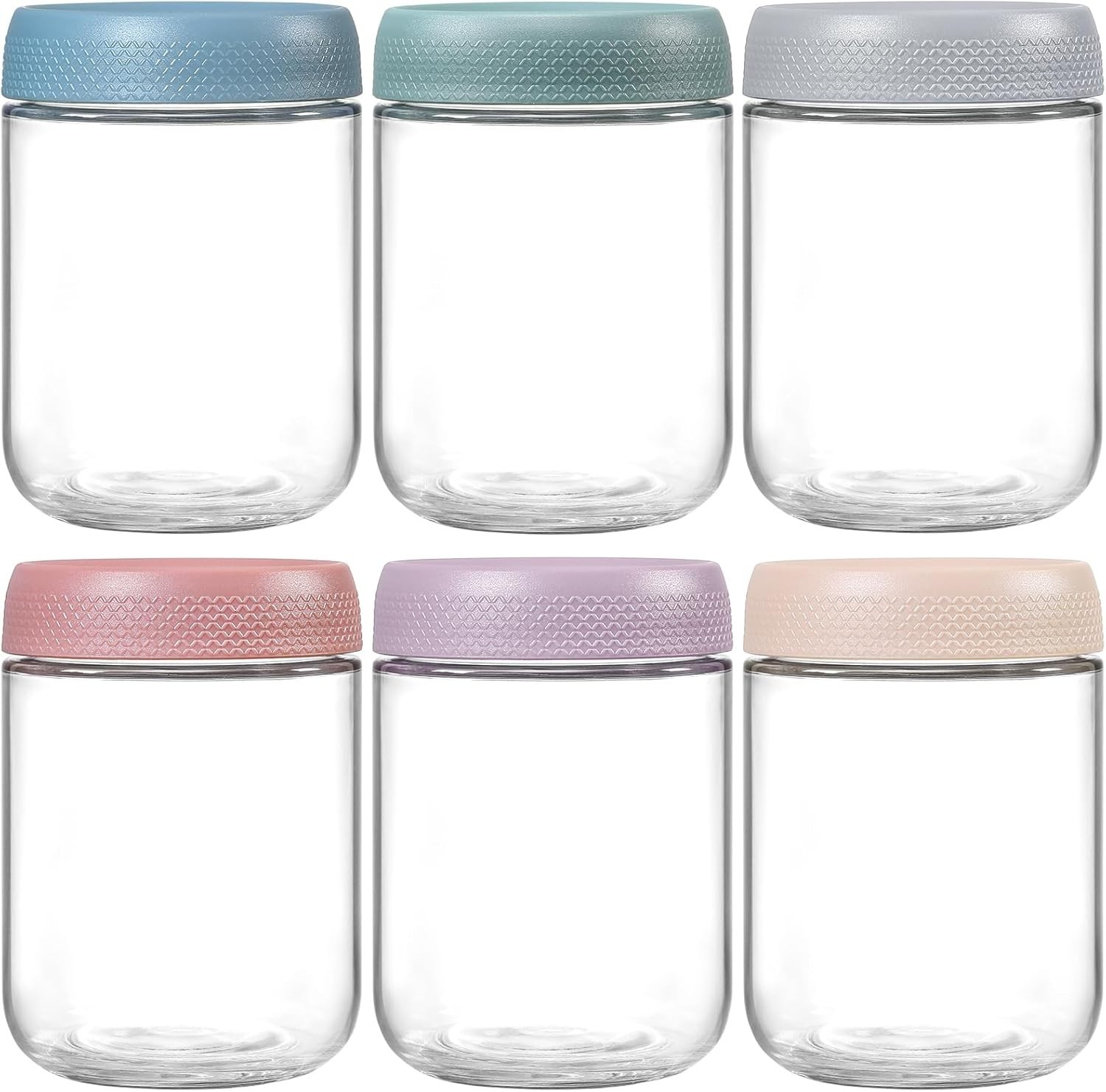 Netany 6 Pack 16 Oz Glass Food Storage Containers with Airtight Lids Wide Mouth