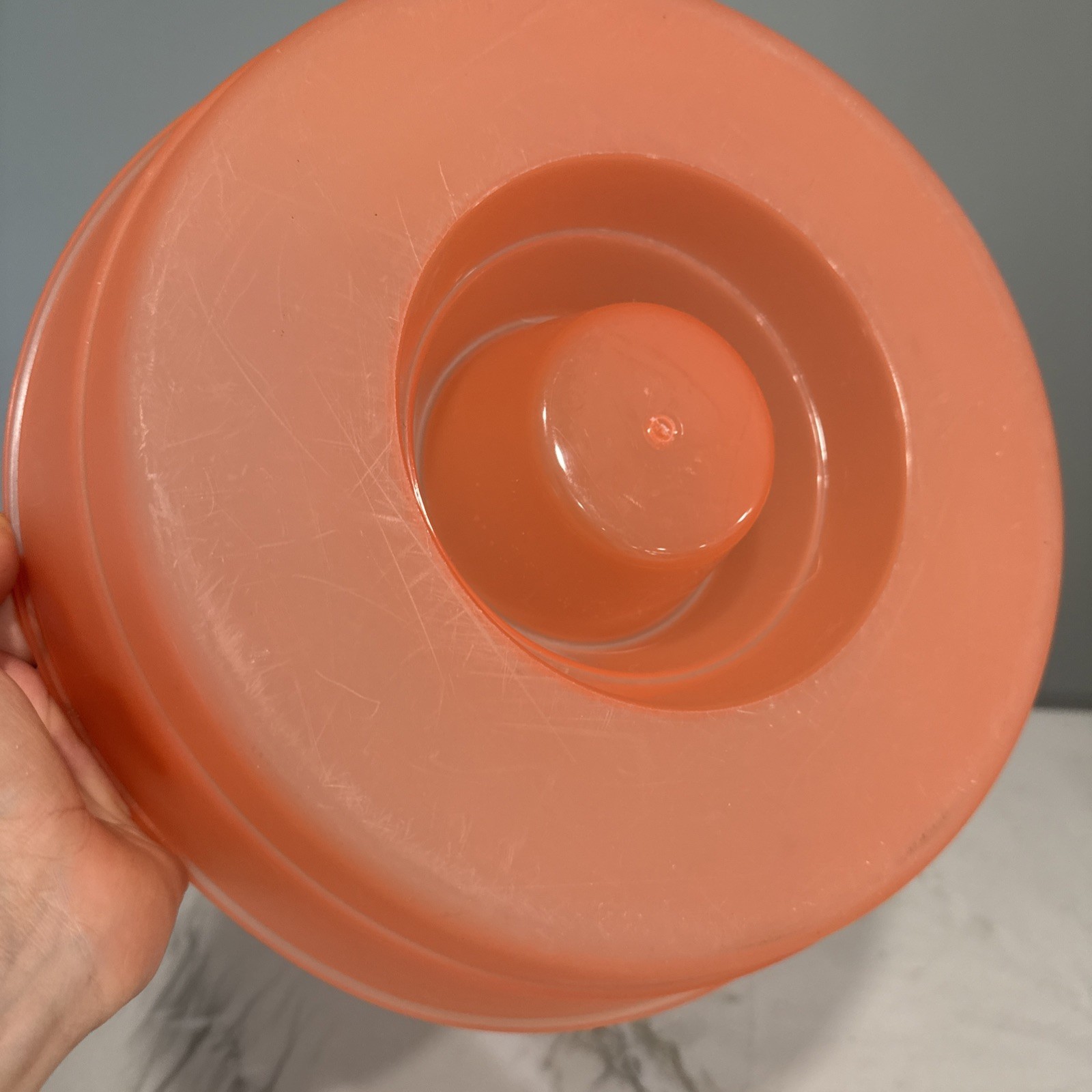 Plastic Orange Chips & Dip Veggie Tray with Clear Lid Serving Bowl 13″ by 3″