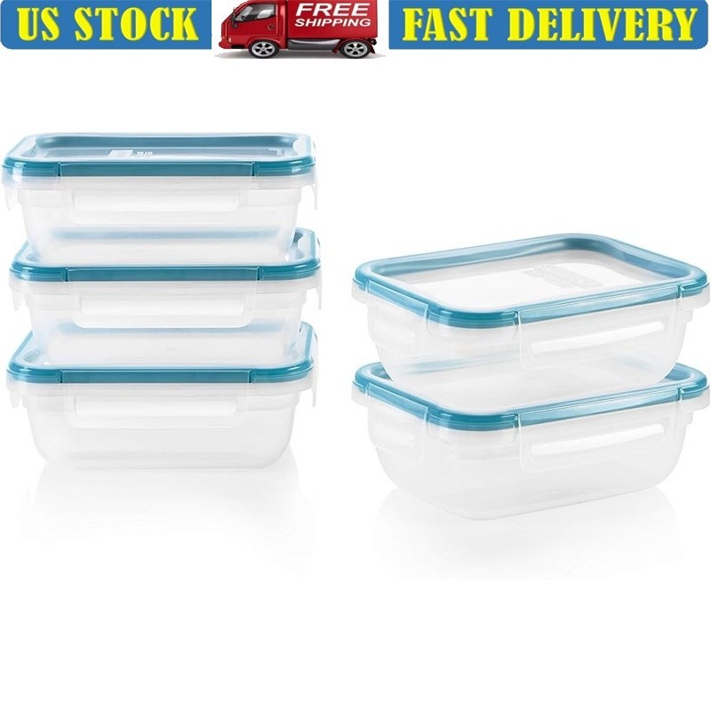 5-Pack BPA-Free Meal Prep Containers Airtight Leak-Proof Storage W/ Labels New