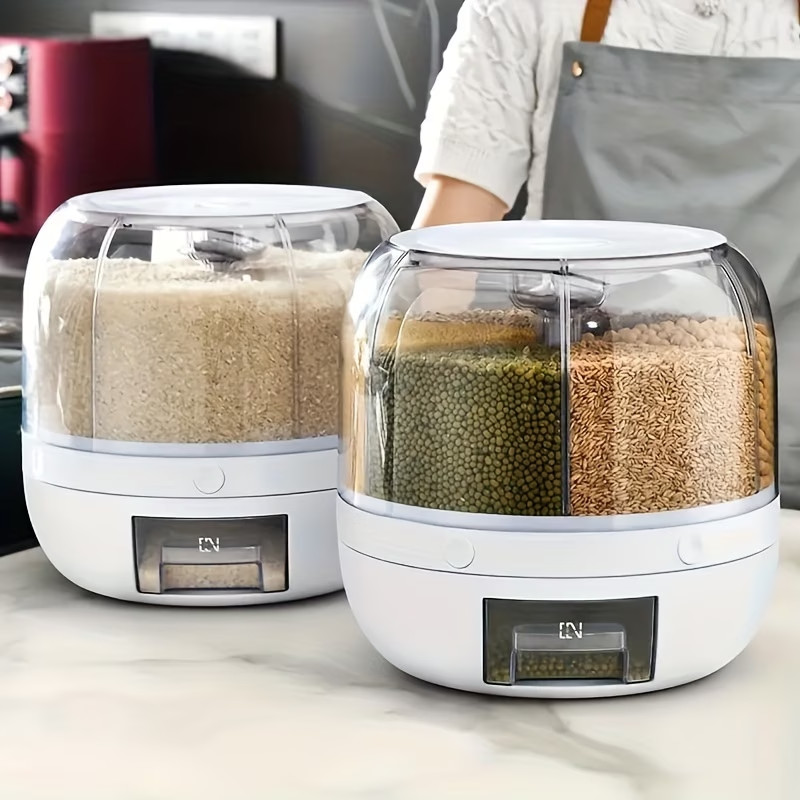Container for Storing Grains, 22 Lbs Rice Dispenser with a Rotating Feature, 360