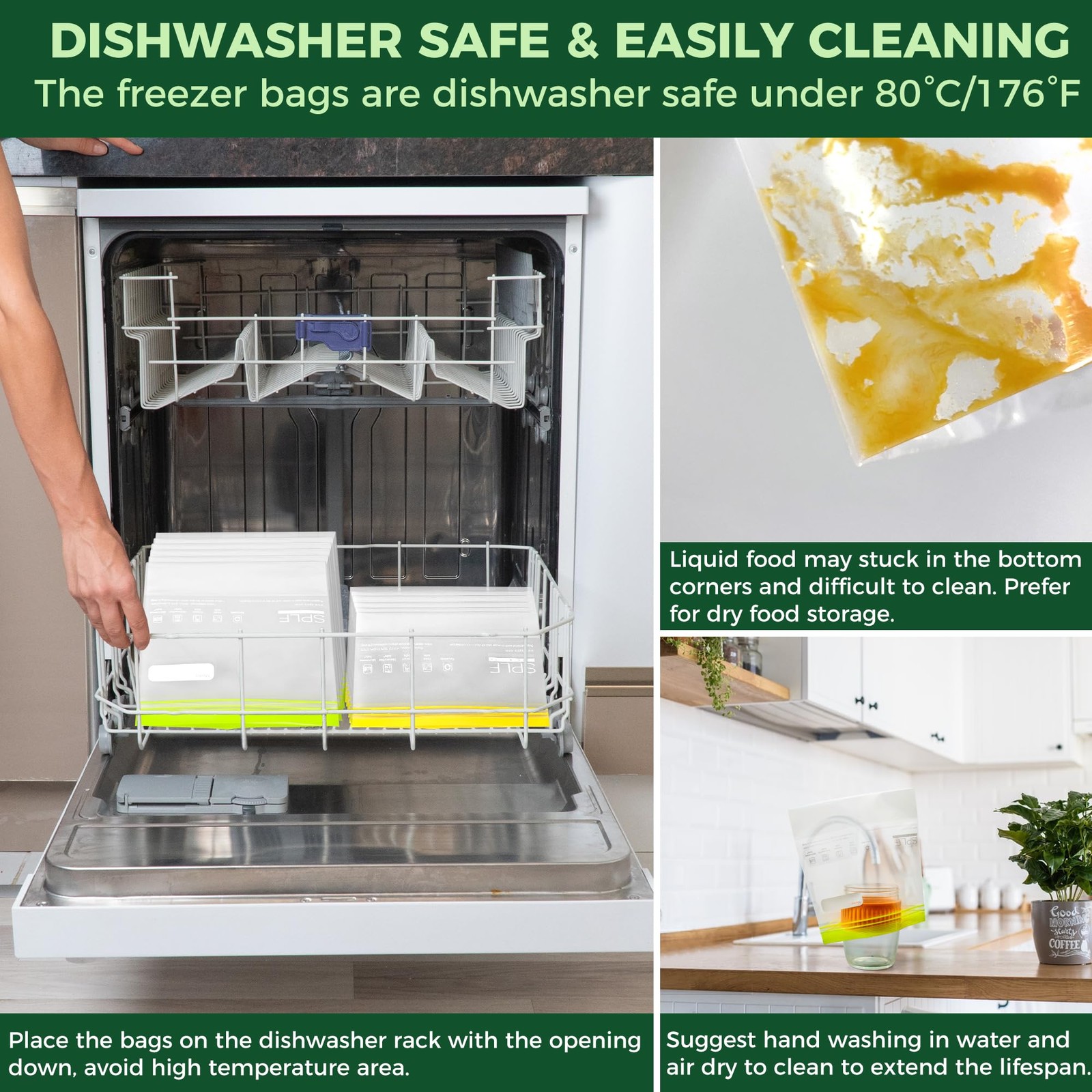 8 Pack Reusable Gallon Freezer Bags Dishwasher Microwave Safe, 1 Gallon BPA Free
