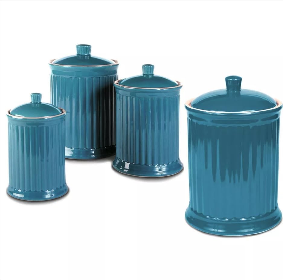 Simsbury 4-Piece Canister Set – Ceramic Storage Jars with Airtight Lids, Lead…