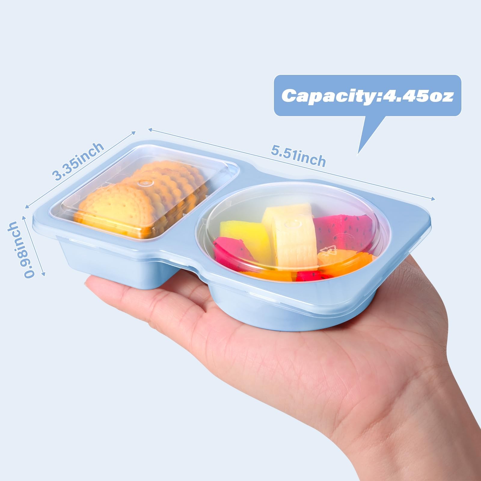 Double Compartment Snack Containers with Lids, 2 Compartment Condiment Contai…